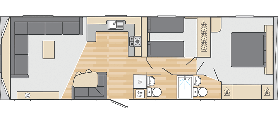 Loire 38' x 12' 2 Bedroom floorplan