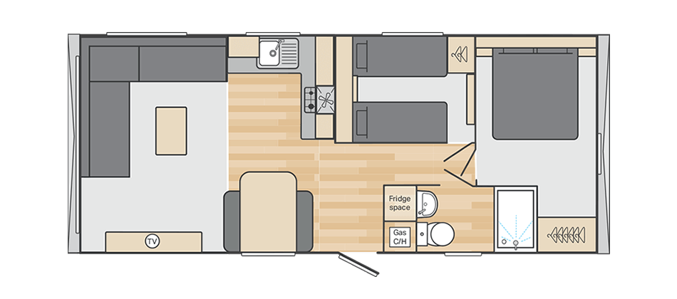 Royan 28' x 12' 2 Bedroom floorplan