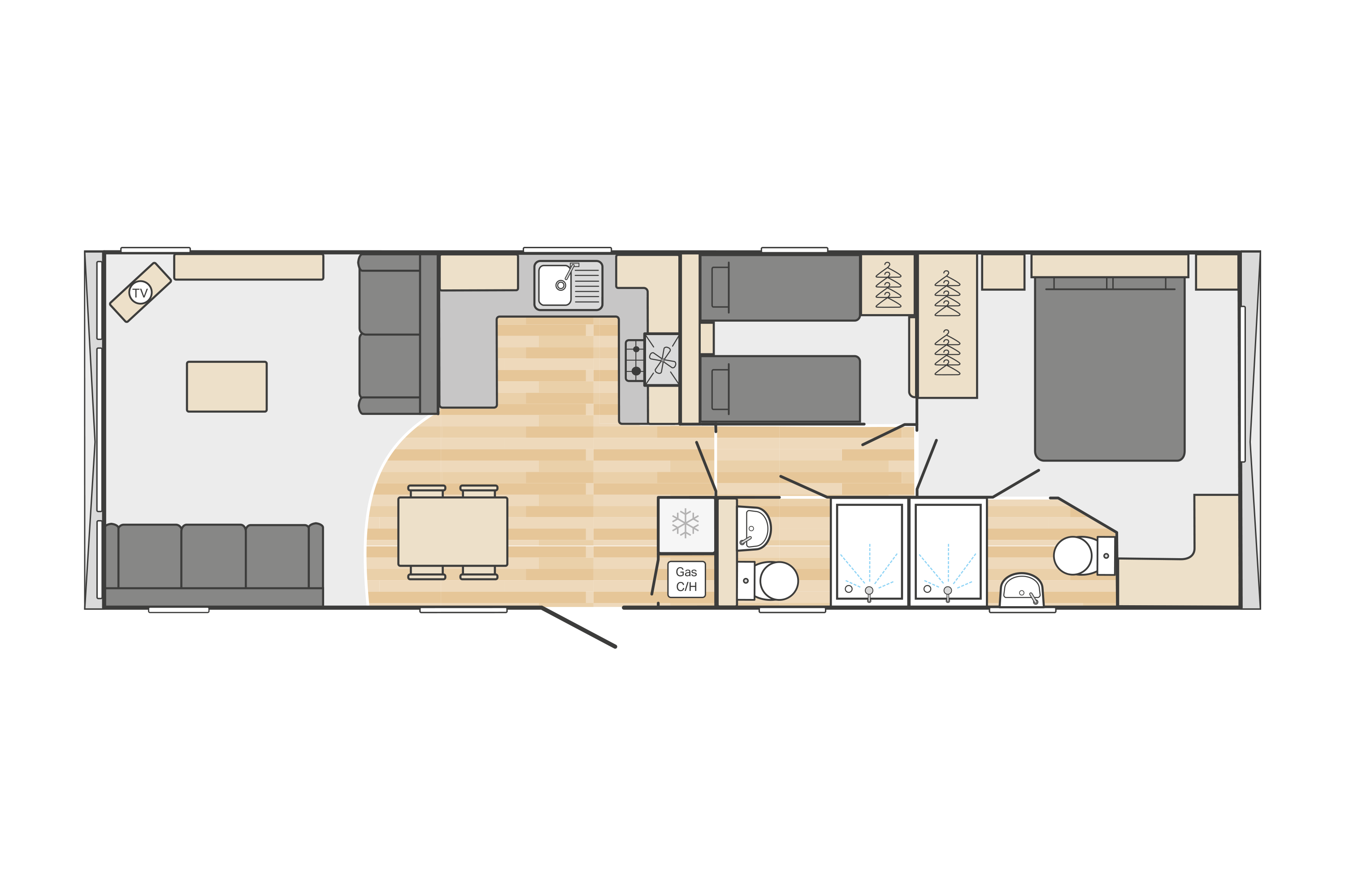 Bordeaux 38' x 12' 2 Bedroom ES floorplan