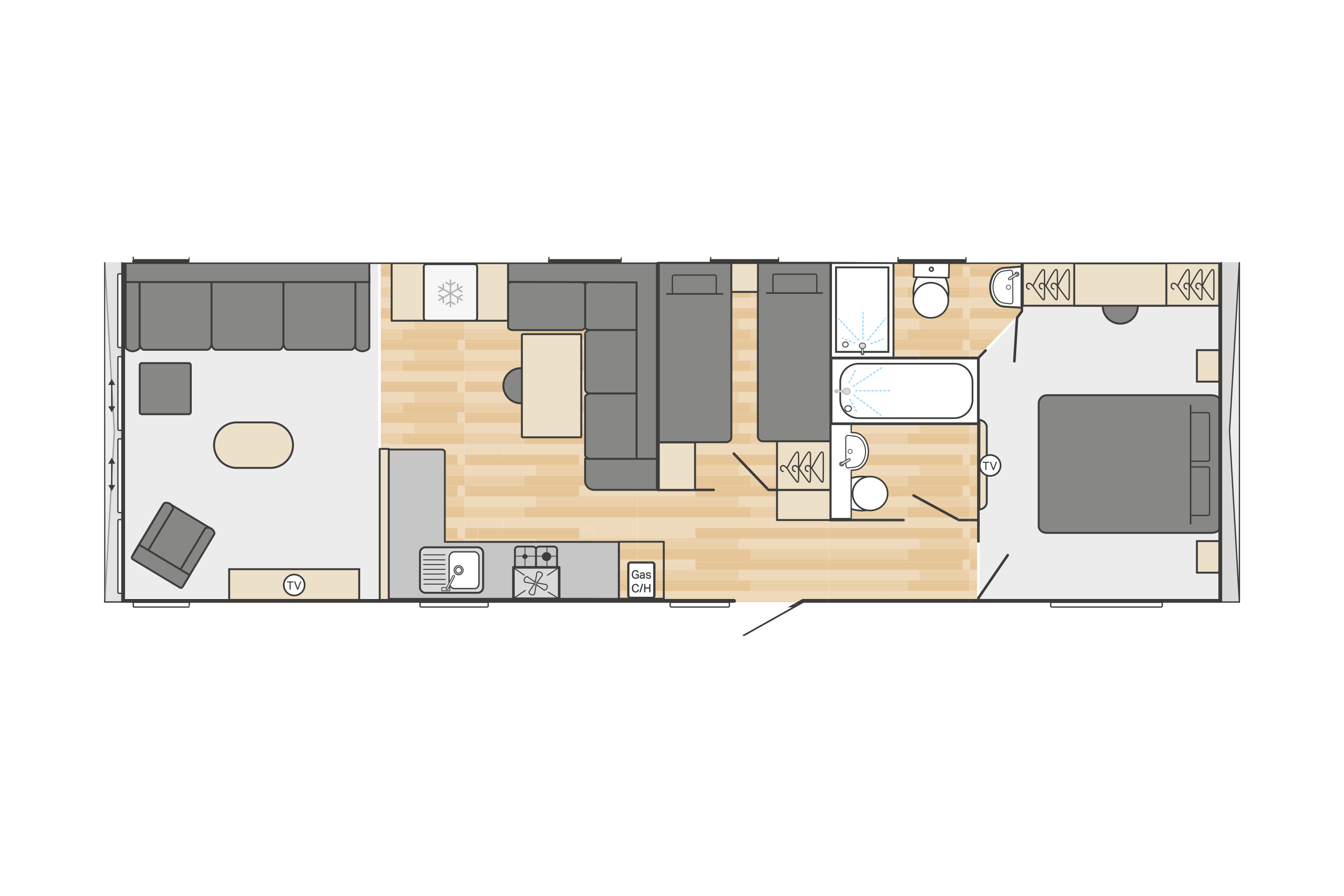 Moselle Lodge (Country) 40' x 13' - 2 Bedroom floorplan
