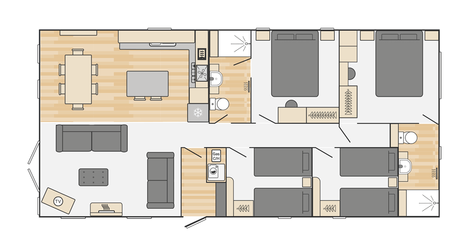 Edmonton Lodge (Coastal) 43' x 20' 4 Bedroom floorplan