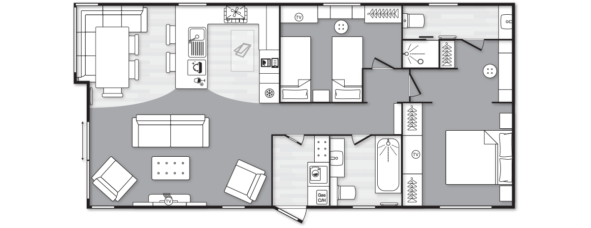 Toronto Lodge (Country) 43' x 20' 2 Bedroom floorplan