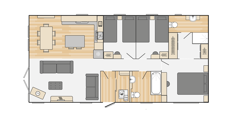 Edmonton Lodge (Scandi) 40' x 20' 3 Bedroom floorplan