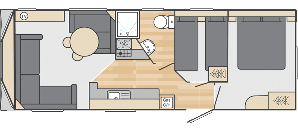 Loire 28' x 10' 2 Bedroom floorplan