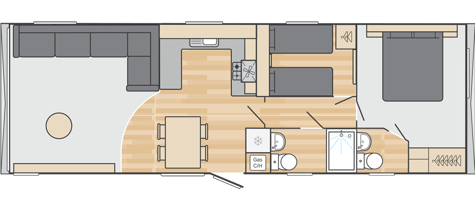 Burgundy 36' x 12' 2 Bedroom floorplan
