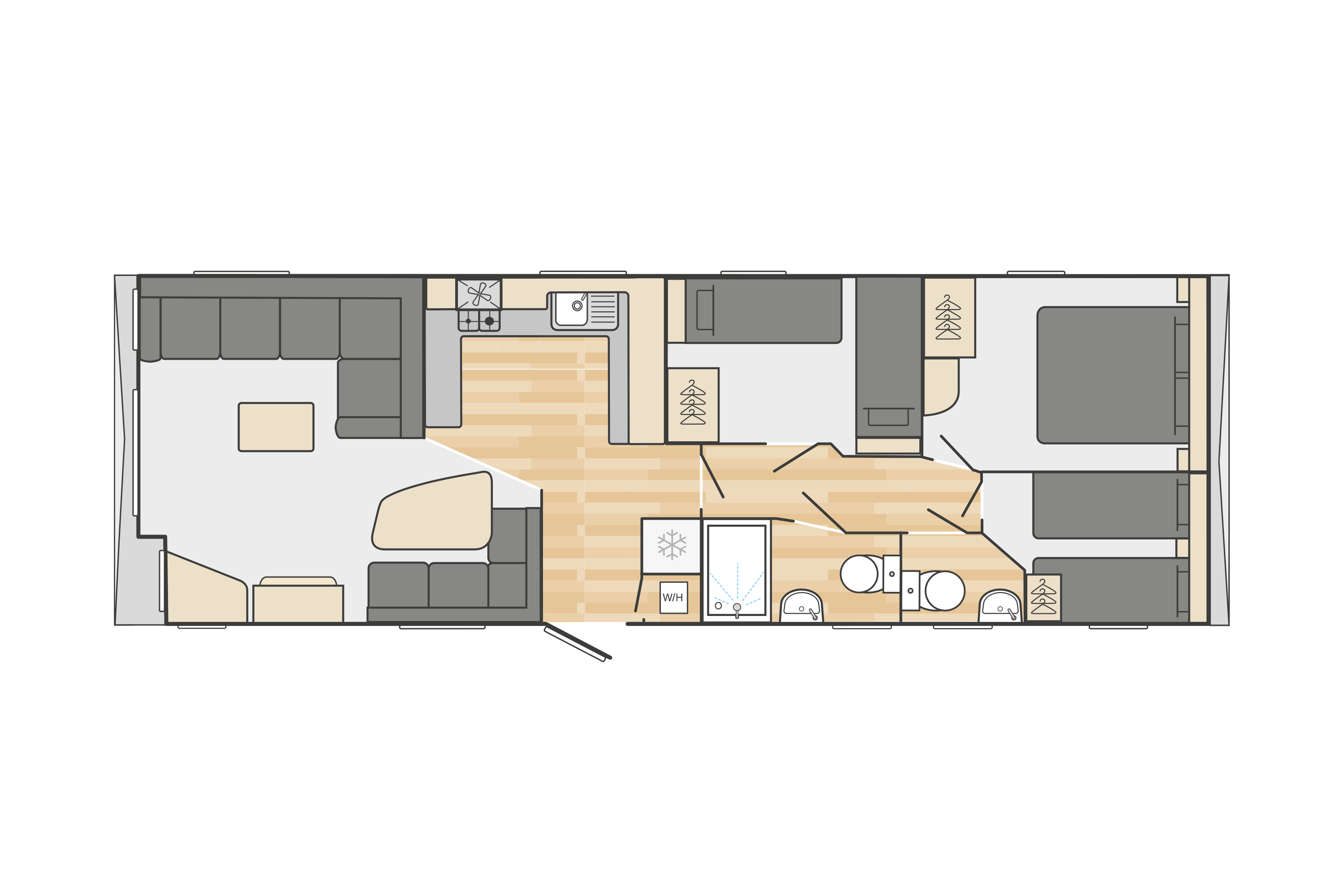 Burgundy 36' x 12' 3 Bedroom floorplan