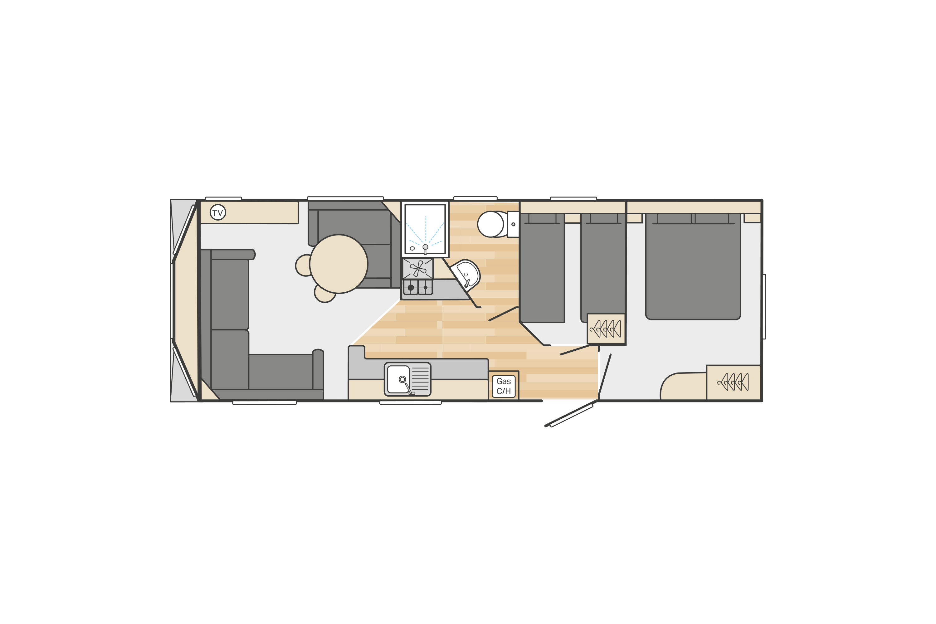 Loire 28' x 10' 2 Bedroom floorplan