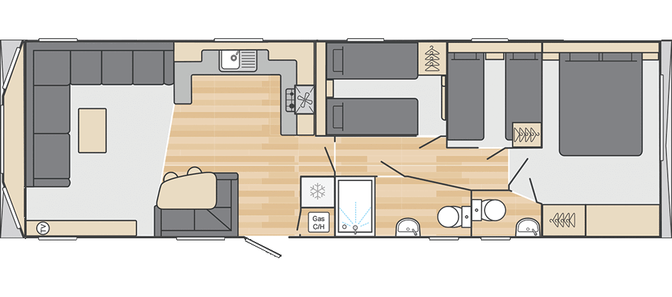Loire 38' x 12' 3 Bedroom floorplan