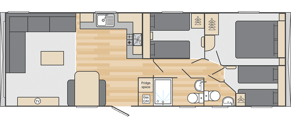 Royan 35' x 12' 3 Bedroom floorplan