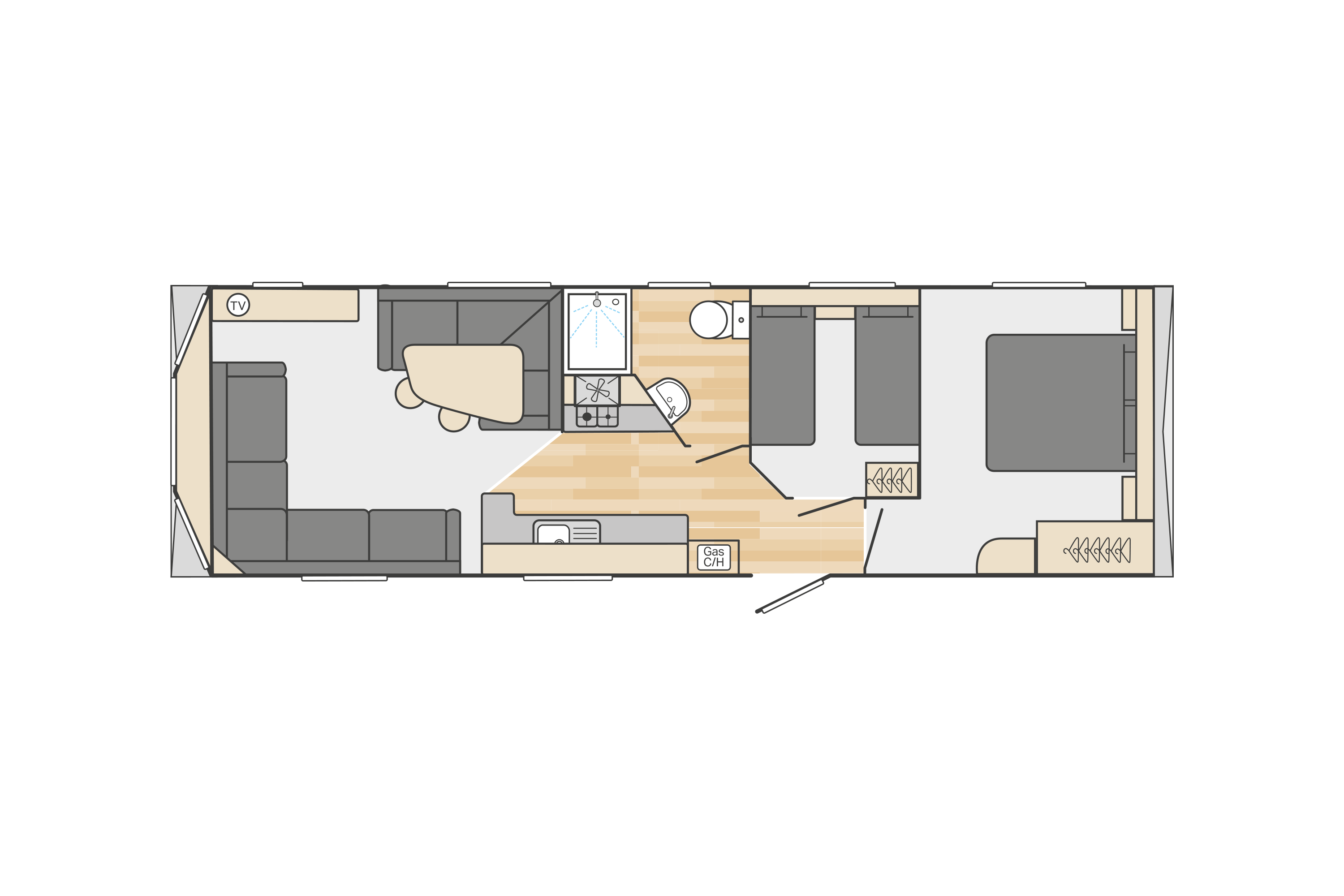Loire 32' x 10' 2 Bedroom floorplan