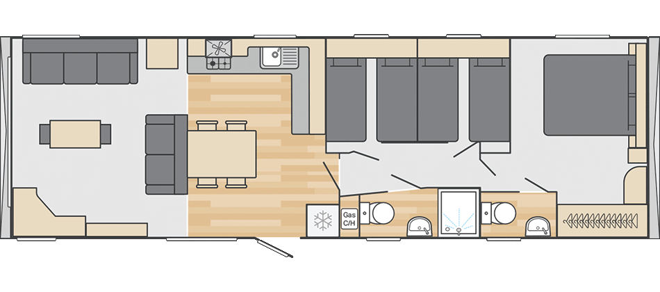 Provence 39' x 12' 3 Bedroom Outlook floorplan
