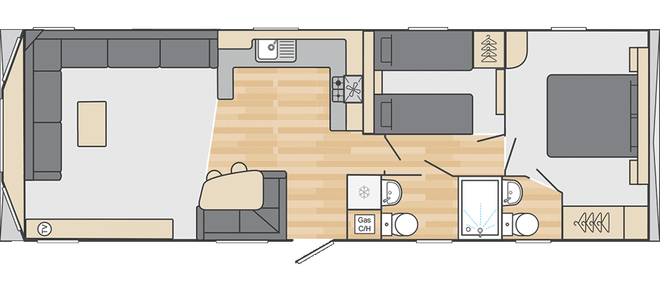 Loire 35' x 12' 2 Bedroom floorplan