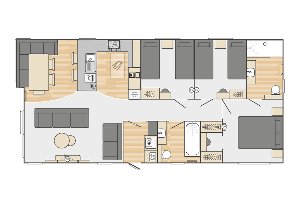 Toronto Lodge (Country) 43' x 20' 3 Bedroom floorplan