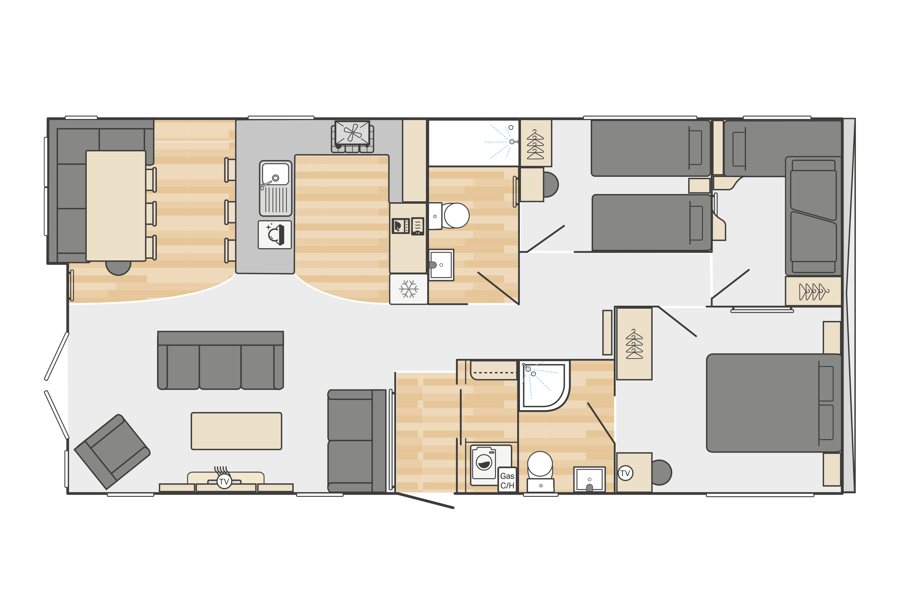 Toronto Lodge 42' x 20' 3 Bedroom floorplan