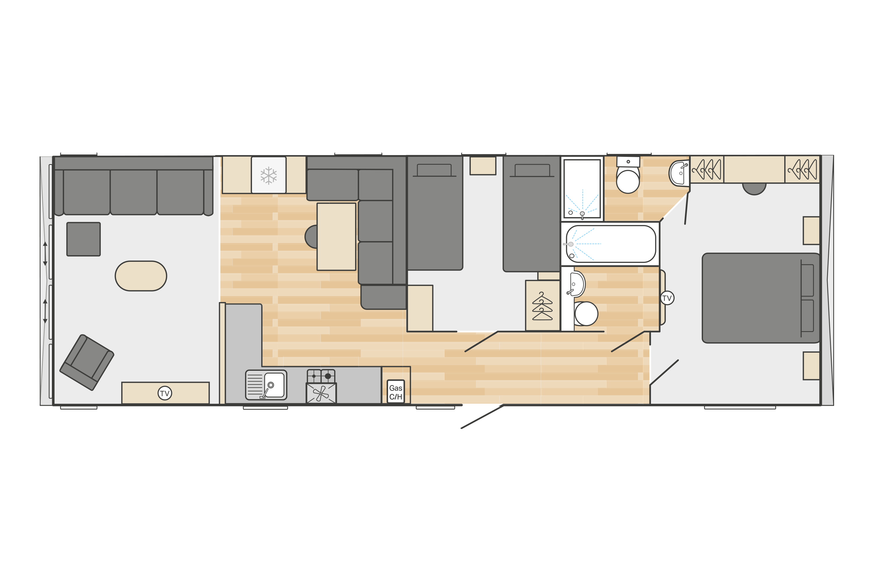 Moselle Lodge (Country) 42' x 14' - 2 Bedroom floorplan