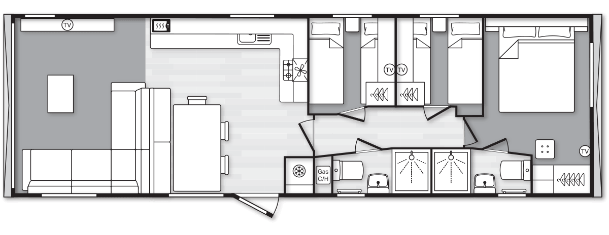 Morlaix 40’ x 12’ 3 Bedroom ES floorplan