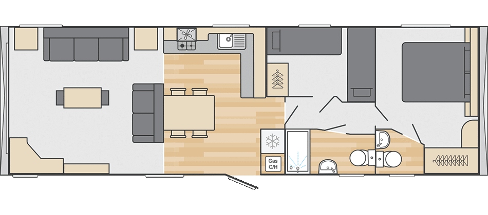 Provence 38' x 12' 2 Bedroom Outlook floorplan