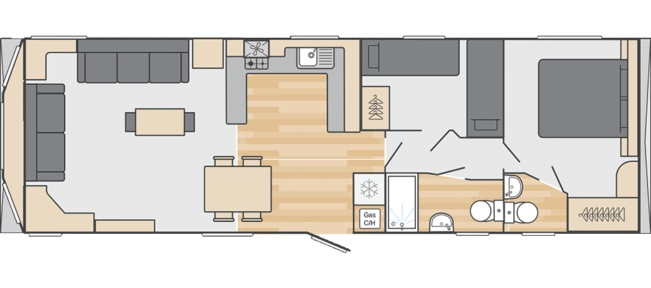 Provence 38' x 12' 2 Bedroom floorplan