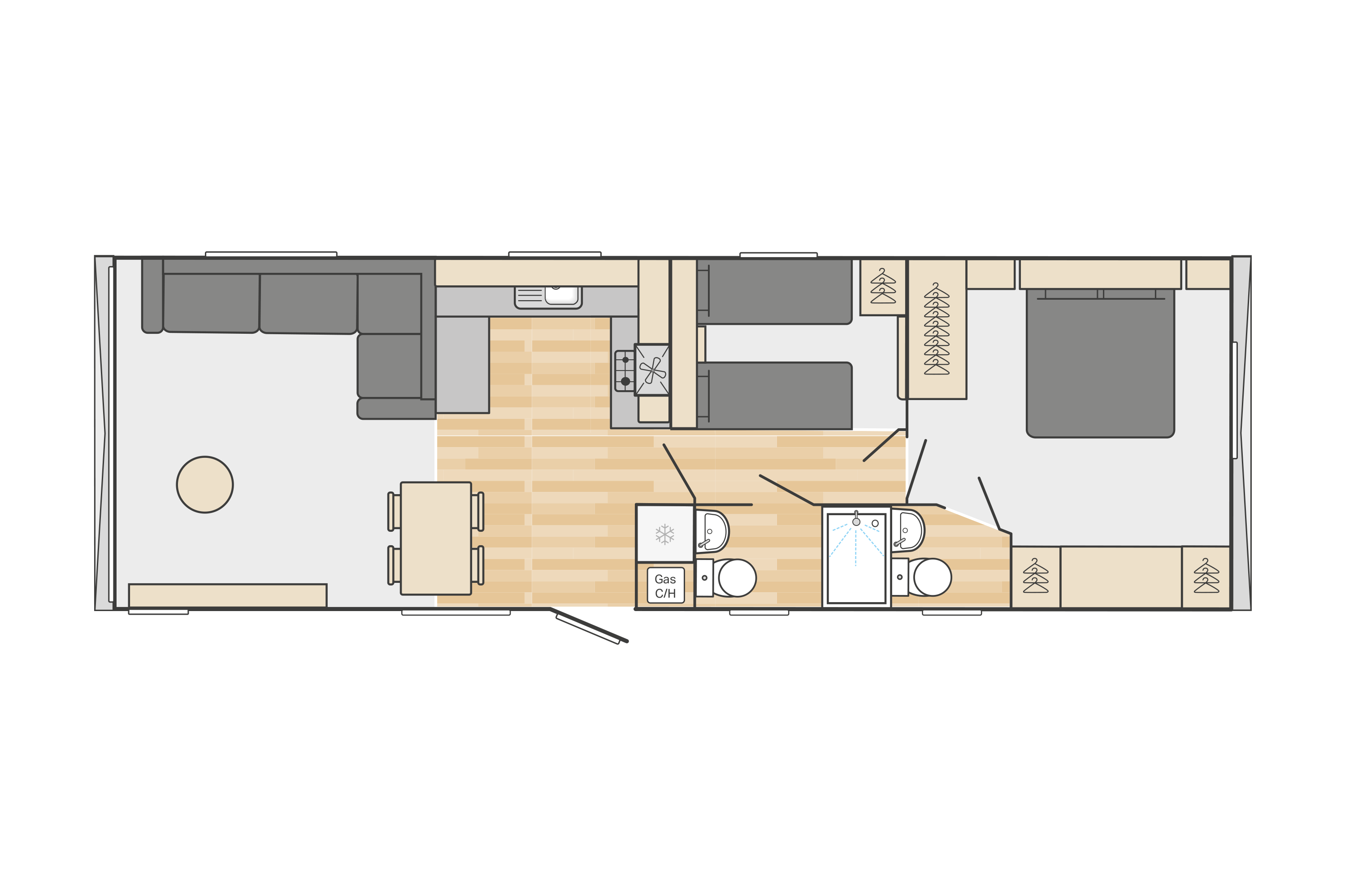 Ardennes (Scandi) 38' x 12' 2 Bedroom floorplan