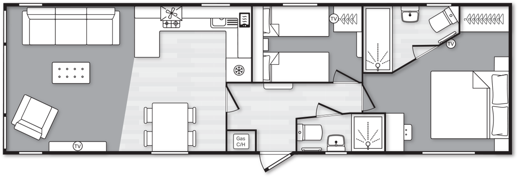 Clermont 40' x 12' 2 Bedroom floorplan