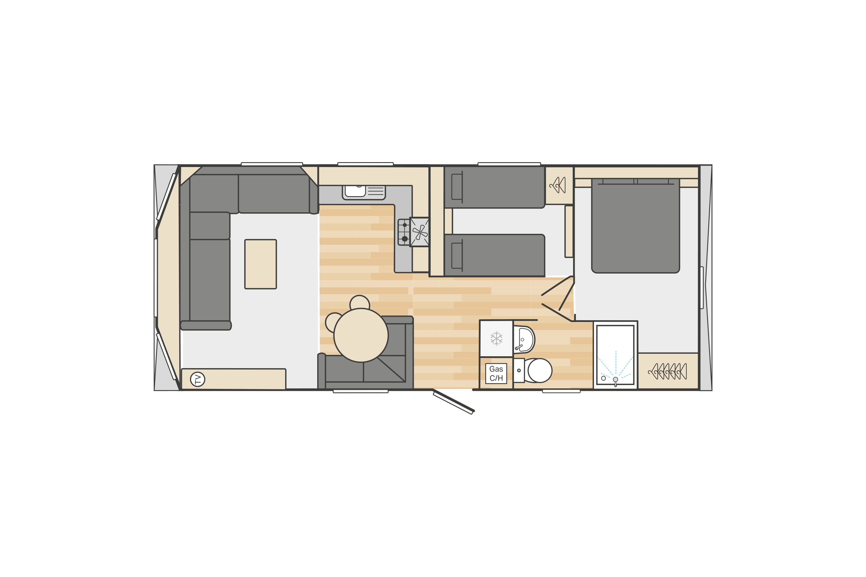 Loire 28' x 12' 2 Bedroom floorplan