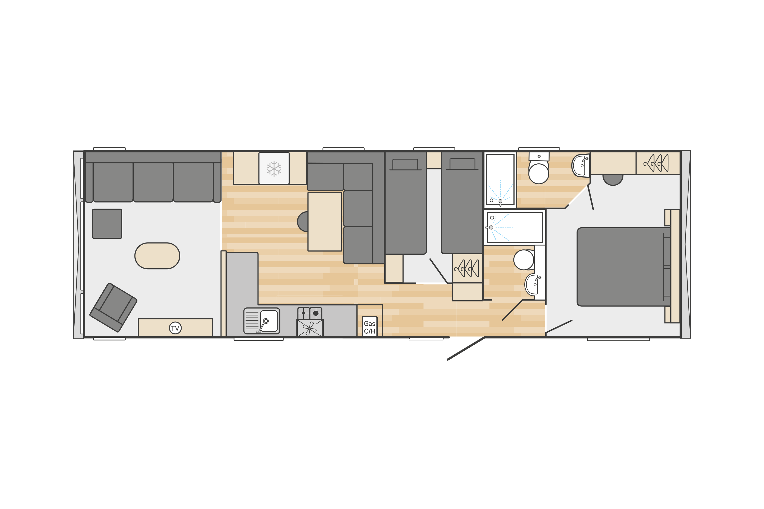 Moselle (scandi) 38' x 12' - 2 Bedroom floorplan