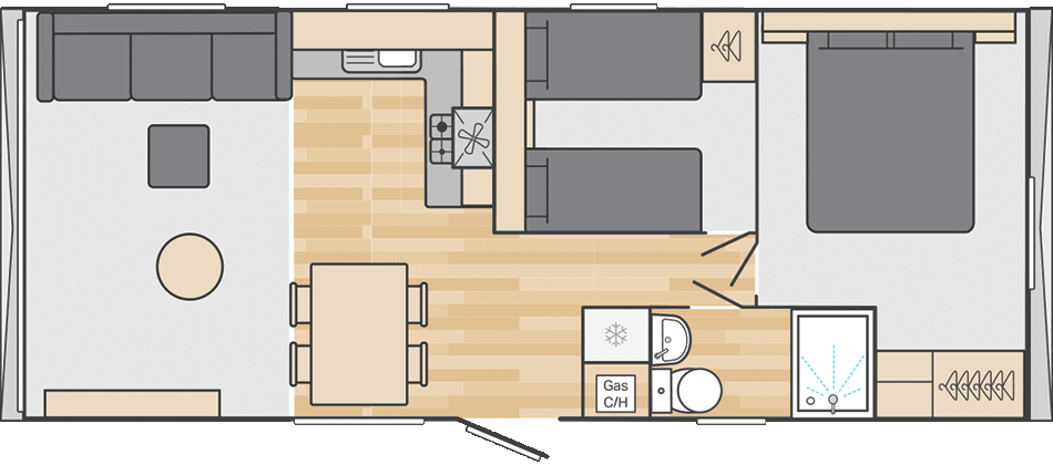 Burgundy 29' x 12' 2 Bedroom floorplan