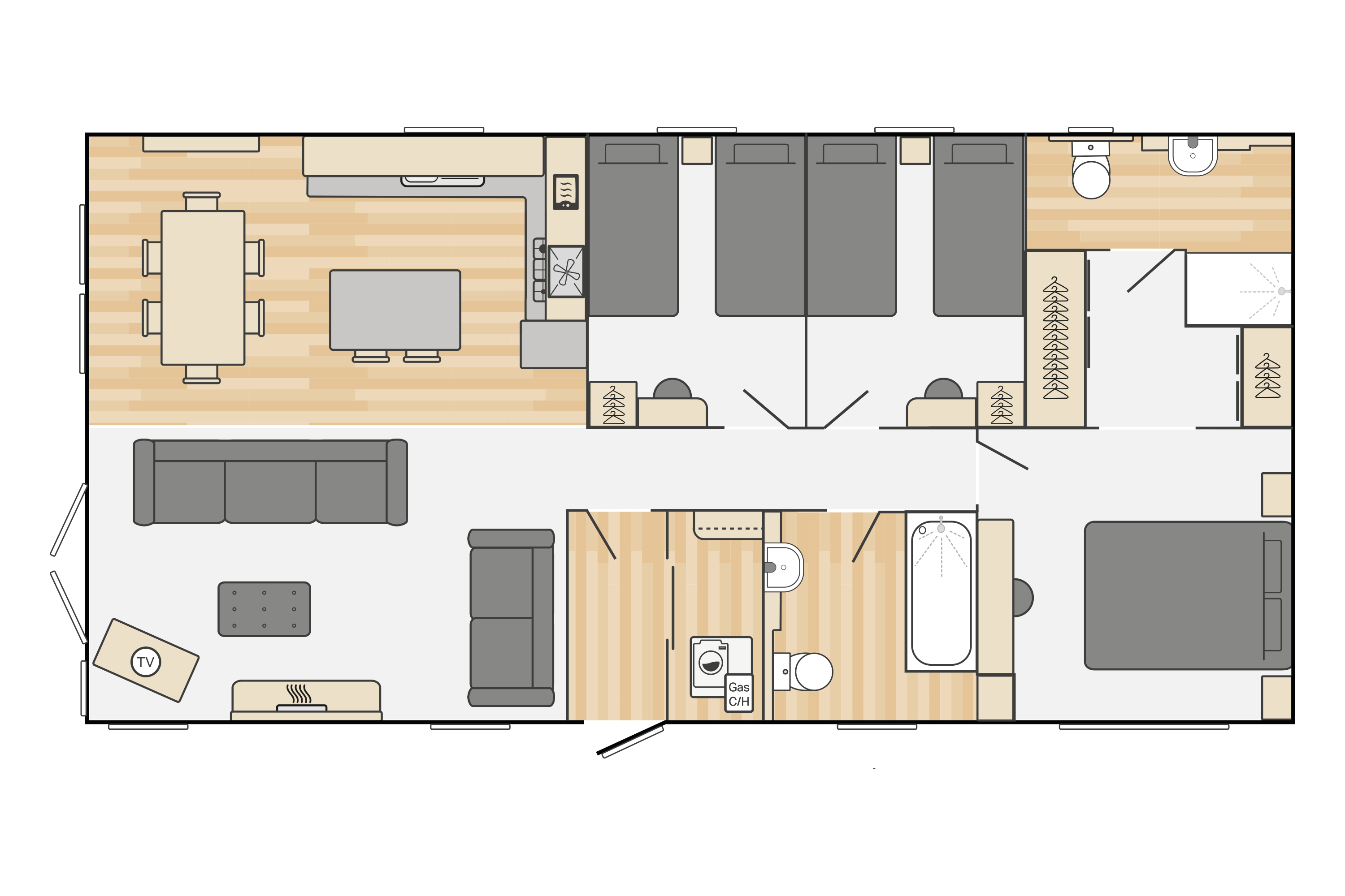 Edmonton Lodge (Coastal) 40' x 20' 3 Bedroom floorplan