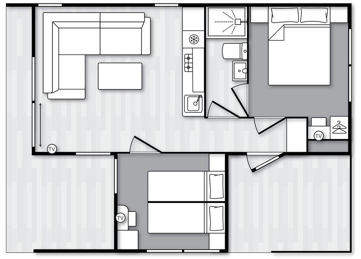 Ruisseau 28' x 20' 2 Bedroom floorplan