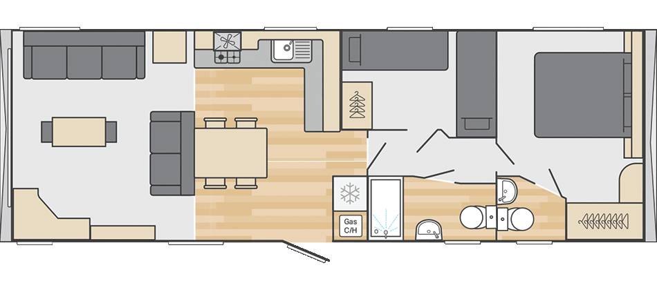 Provence 35' x 12' 2 Bedroom Outlook floorplan