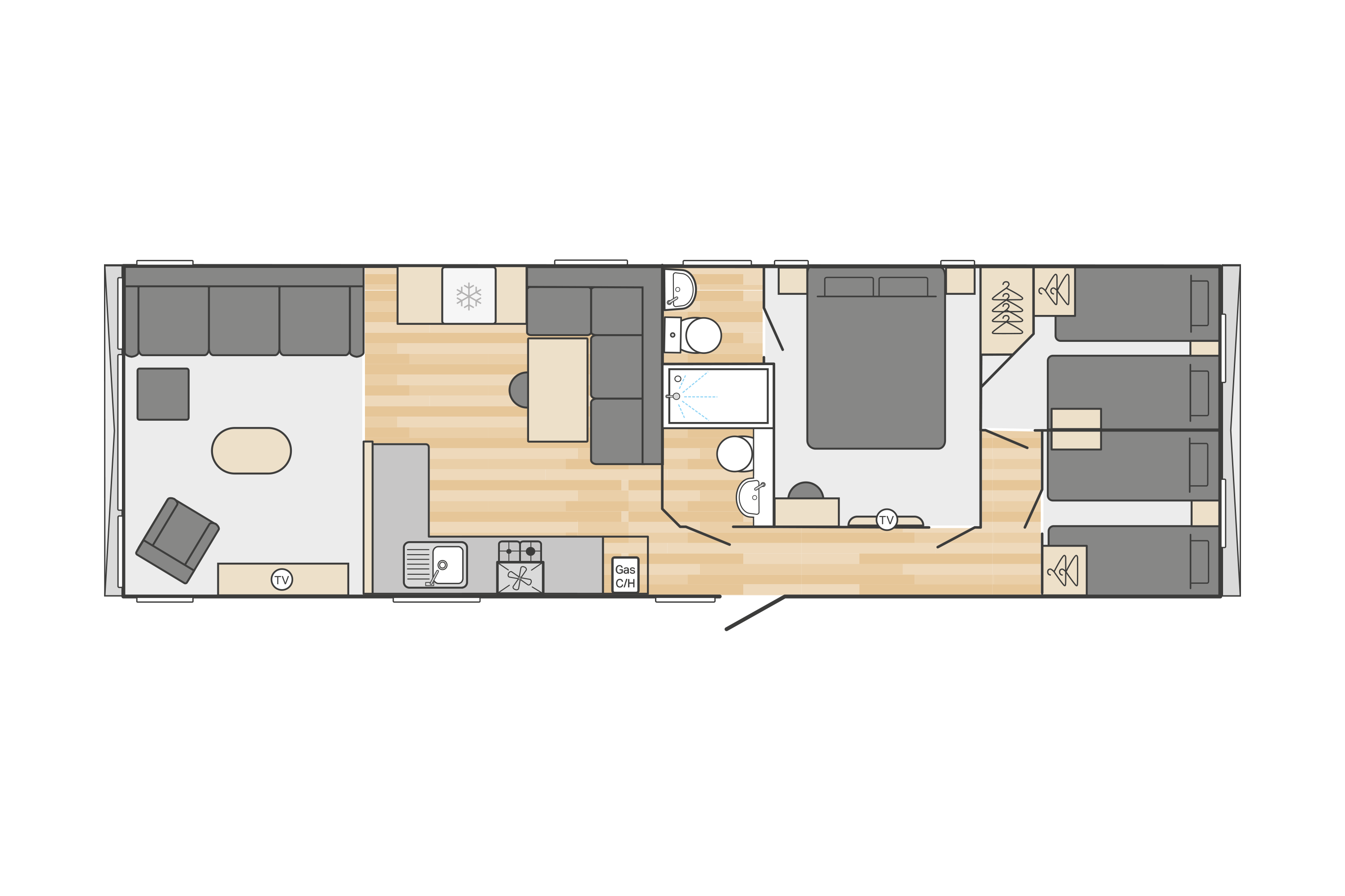 Moselle (scandi) 40' x 12' - 3 Bedroom floorplan