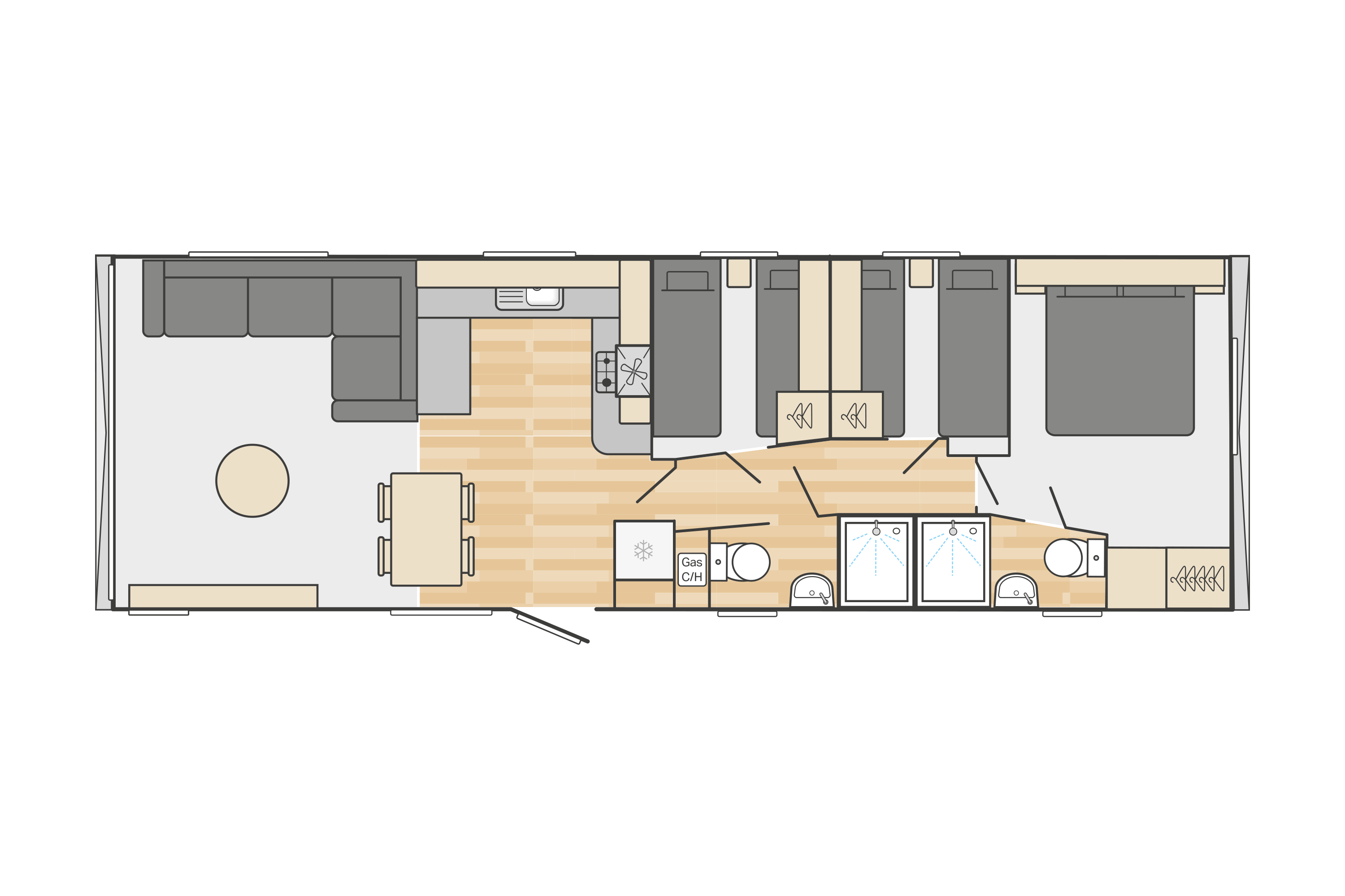 Ardennes (Scandi) 38' x 12' 3 Bedroom floorplan