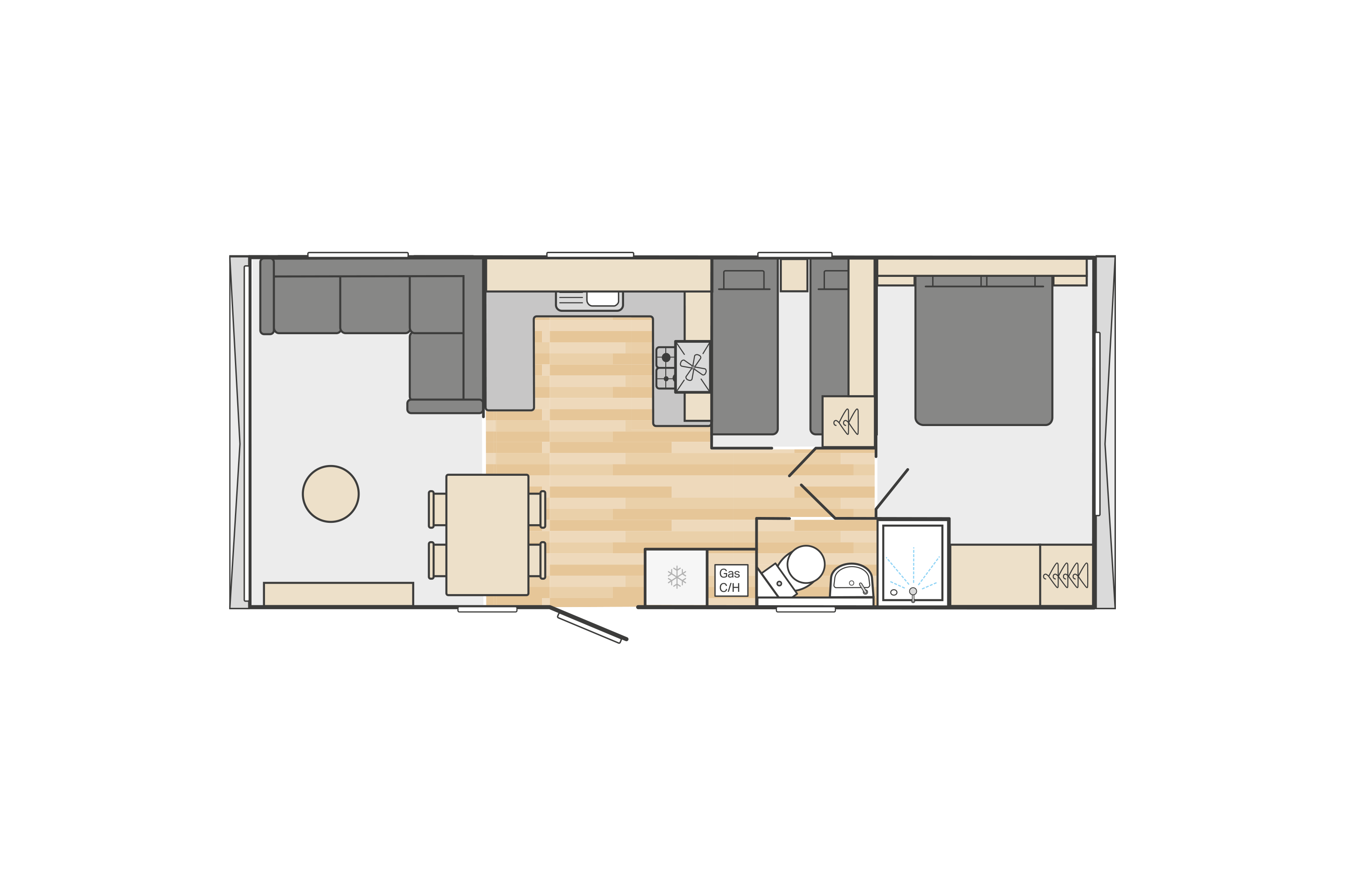 Ardennes (Scandi) 28' x 12' 2 Bedroom floorplan