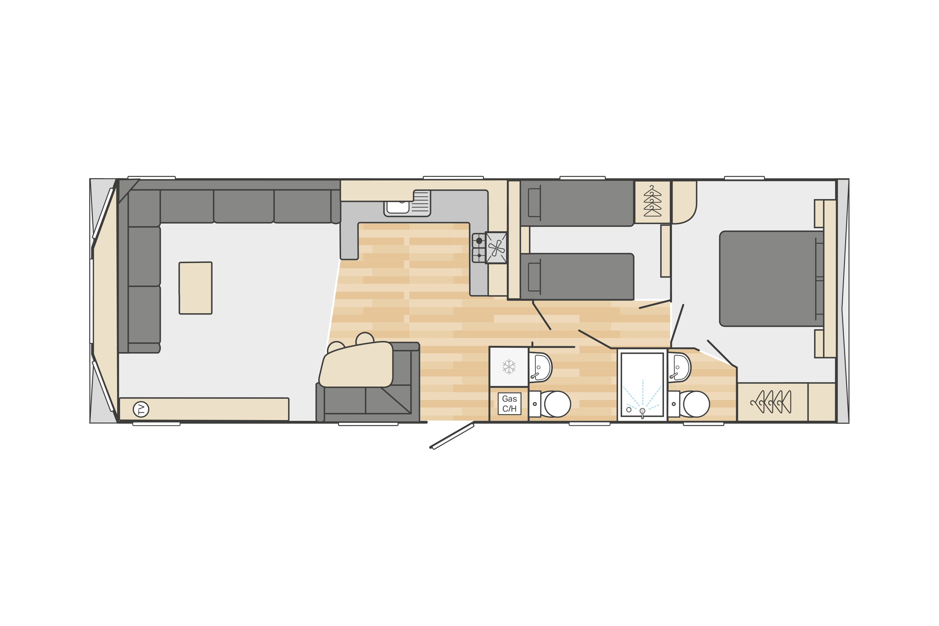 Loire 35' x 12' 2 Bedroom floorplan