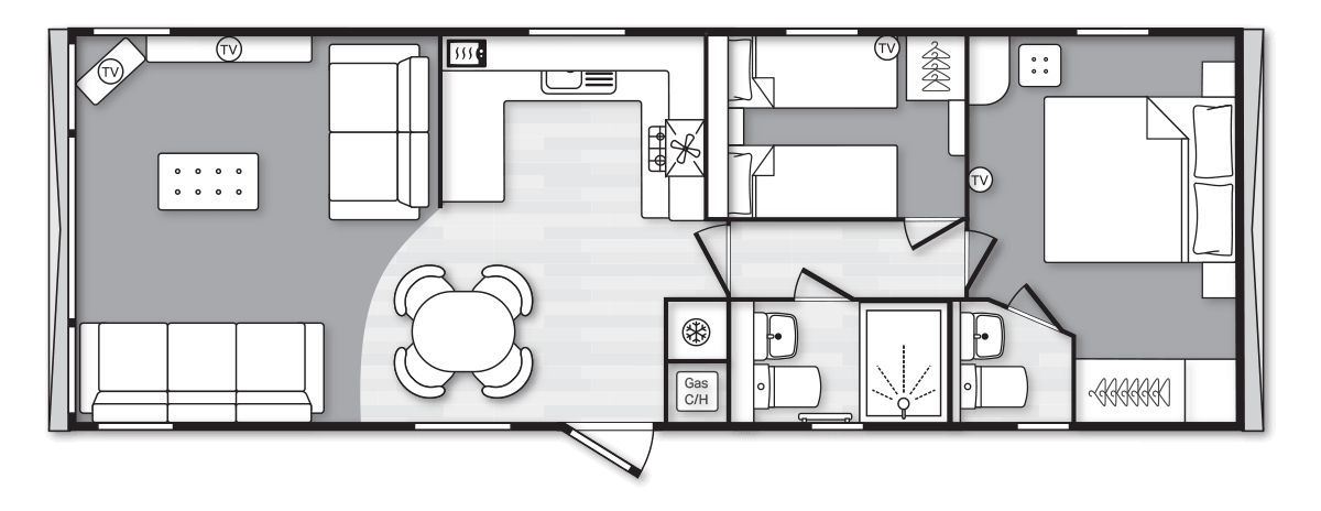Margaux 35’ x 12’ 2 Bedroom floorplan