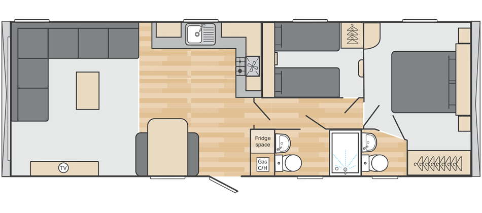 Royan 35' x 12' 2 Bedroom floorplan