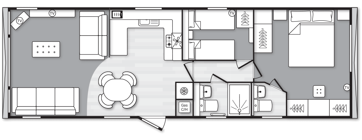 Margaux 38’ x 12’ 2 Bedroom floorplan