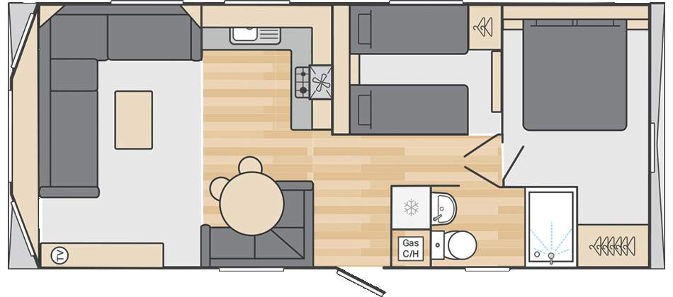 Loire 28' x 12' 2 Bedroom floorplan