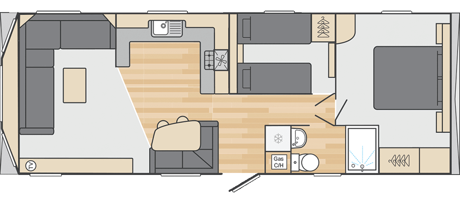 Loire 32' x 12' 2 Bedroom floorplan