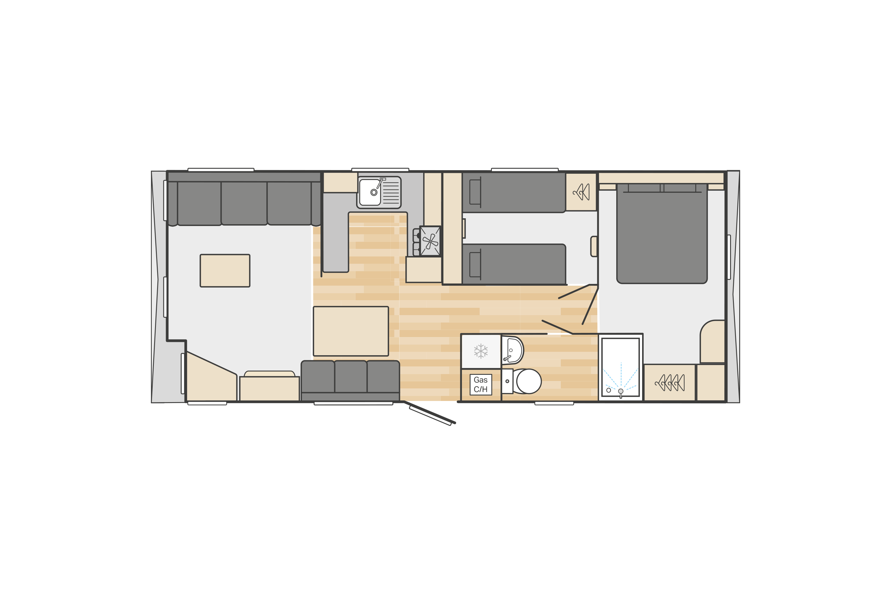 Burgundy 29' x 12' 2 Bedroom floorplan