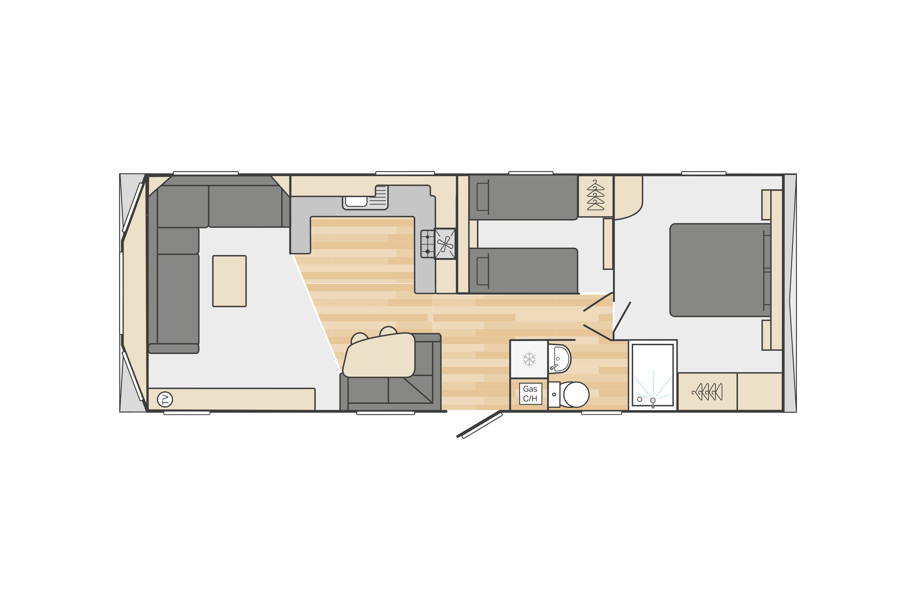 Loire 32' x 12' 2 Bedroom floorplan