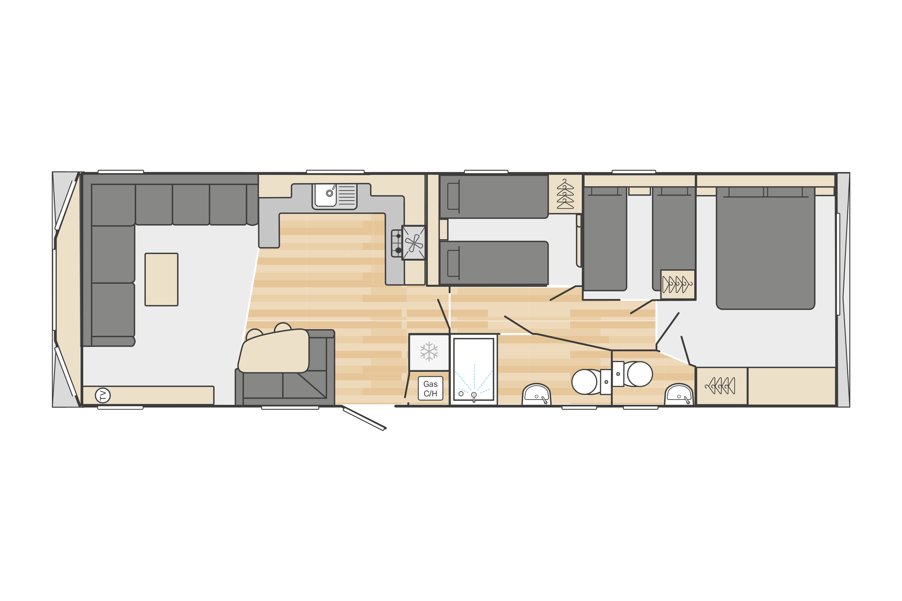 Loire 38' x 12' 3 Bedroom floorplan