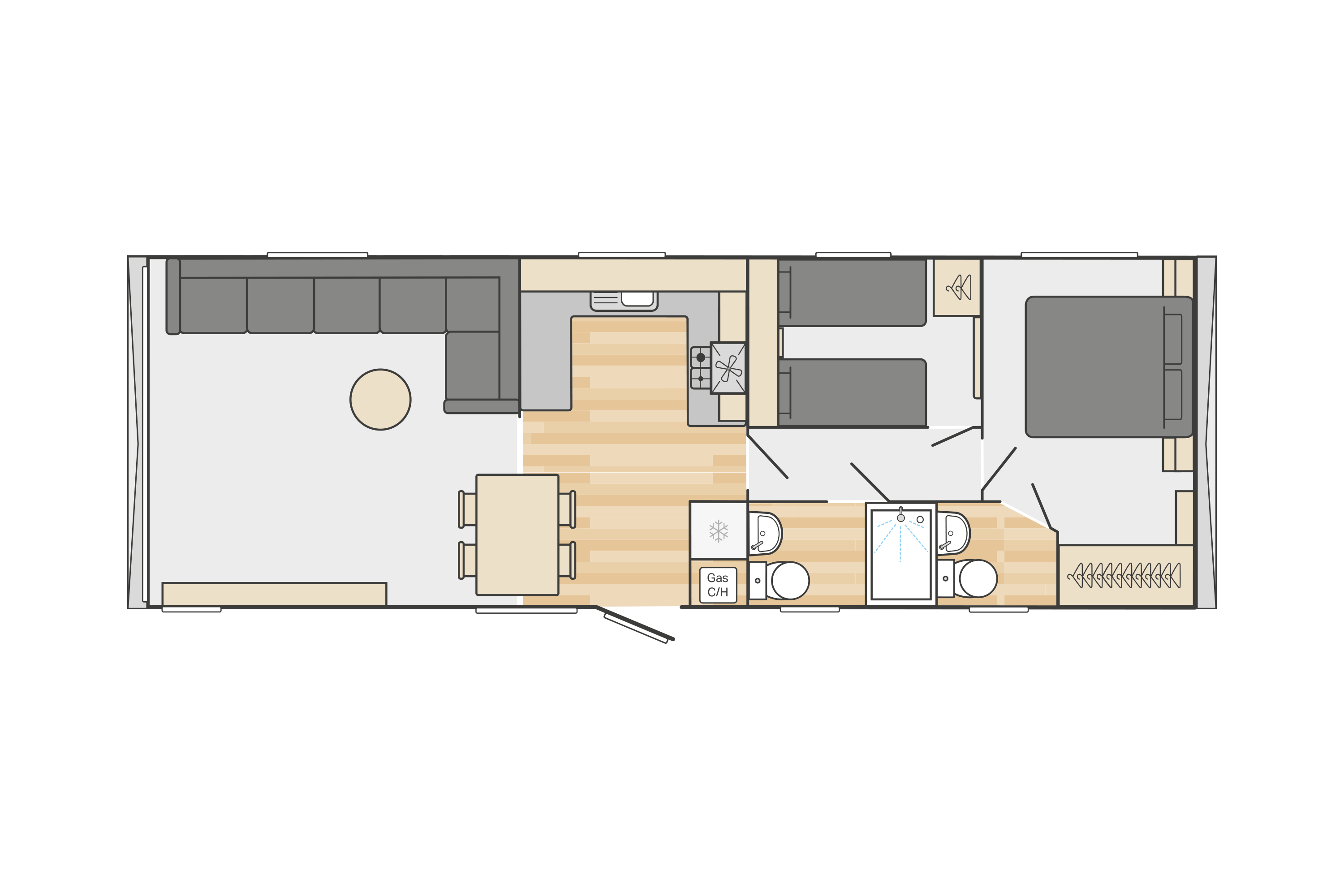 Ardennes (Scandi) 35' x 12' 2 Bedroom floorplan